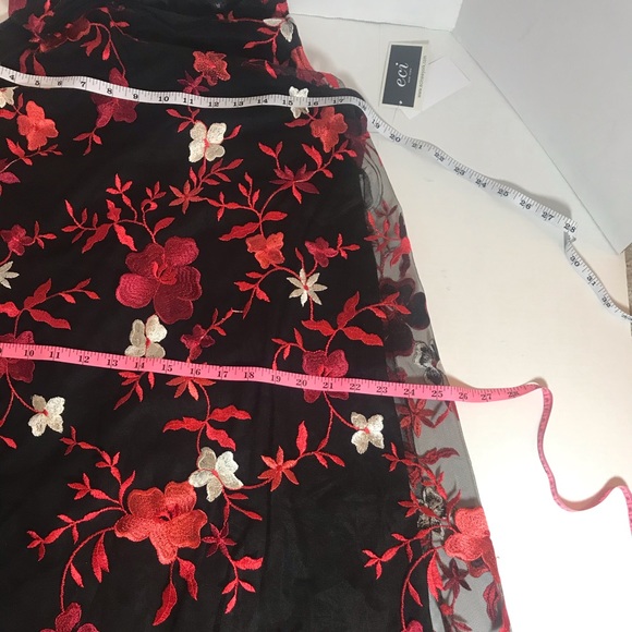 ECI sleeveless embroid. tulle sheath swing dress M - Picture 6 of 8